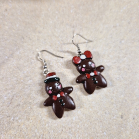 FIMO Ohrringe Lebkuchenmännchen Weihnachten Wichtelgeschenk