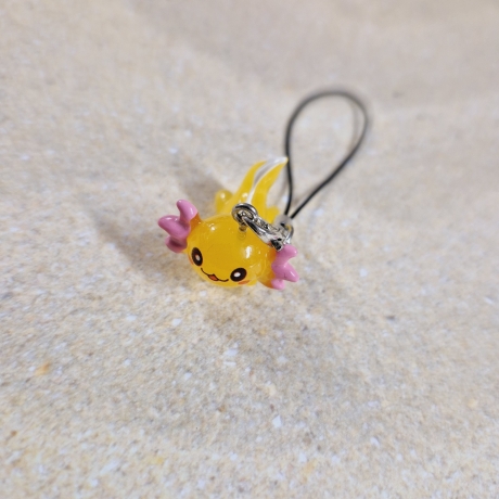 Handyanhänger Axolotl gelb Geschenkidee 