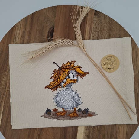 Küchenhandtuch Geschirrtuch Ente Herbst 