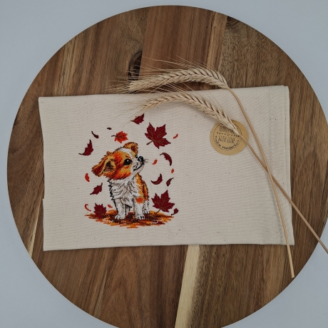 Küchenhandtuch Geschirrtuch Hund Herbst
