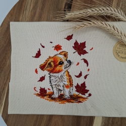 Küchenhandtuch Geschirrtuch Hund Herbst