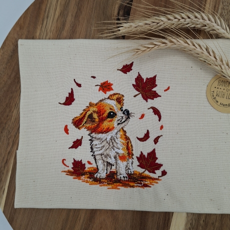 Küchenhandtuch Geschirrtuch Hund Herbst