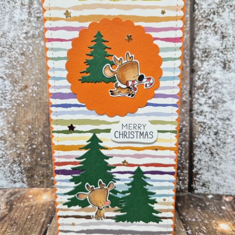 Weihnachtskarte Slimline Karte Rentier Weihnachten 