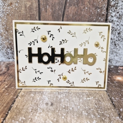 Weihnachtskarte HoHoHo gold creme