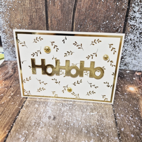 Weihnachtskarte HoHoHo gold creme