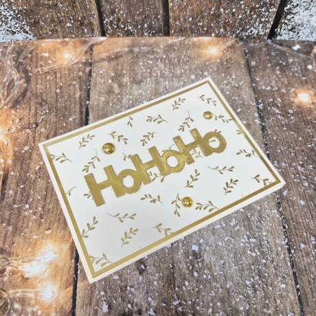 Weihnachtskarte HoHoHo gold creme