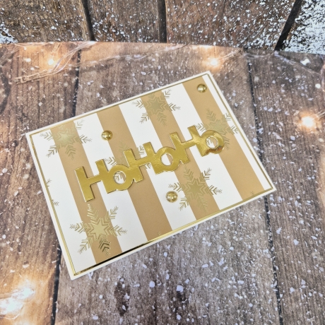 Weihnachtskarte HoHoHo gold creme