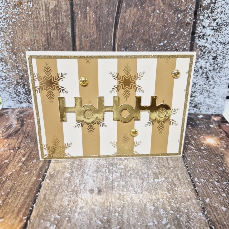 Weihnachtskarte HoHoHo gold creme