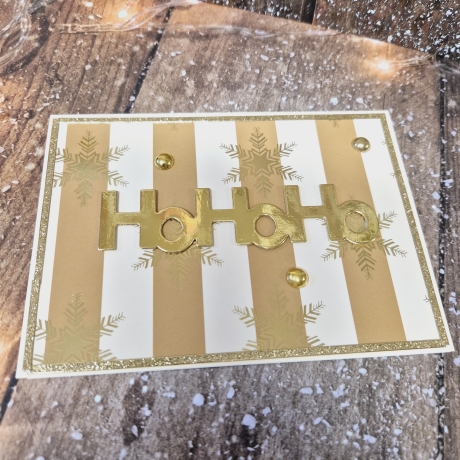 Weihnachtskarte HoHoHo gold creme