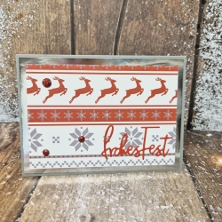 Weihnachtskarte Rentiere Frohes Fest rot weiß