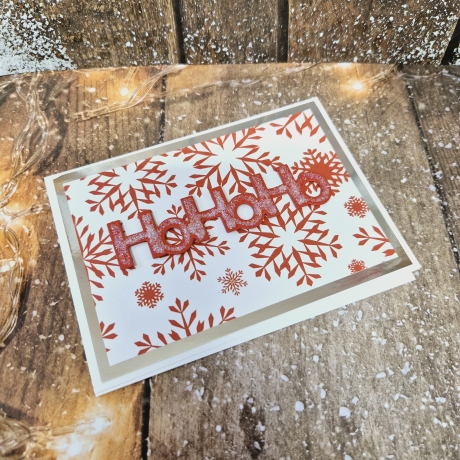 Weihnachtskarte HoHoHo Schneeflocken Weihnachten