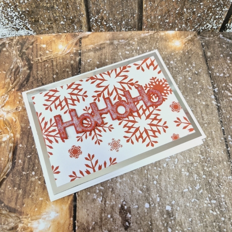Weihnachtskarte HoHoHo Schneeflocken Weihnachten
