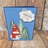 Weihnachtskarte Schneemann Tannenbäume Weihnachten
