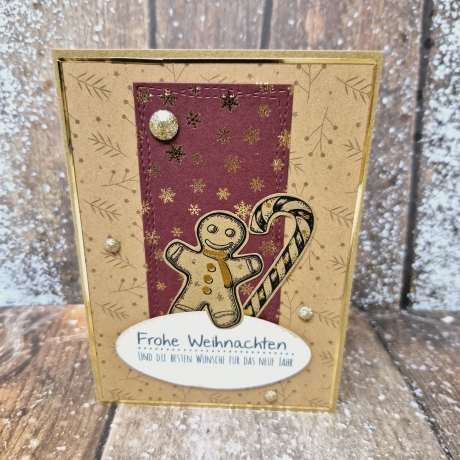 Weihnachtskarte Lebkuchenmännchen Zuckerstange Weihnachten