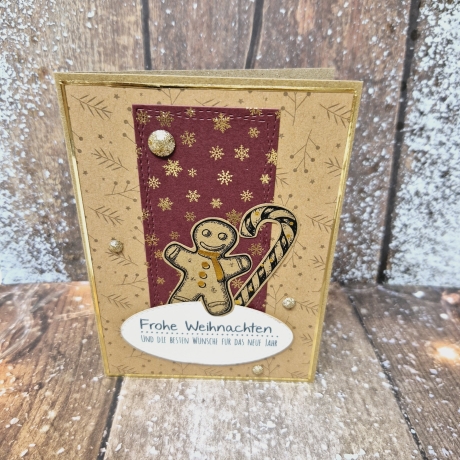 Weihnachtskarte Lebkuchenmännchen Zuckerstange Weihnachten