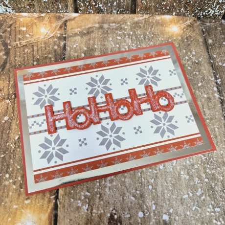 Weihnachtskarte HoHoHo Schneeflocken Weihnachten