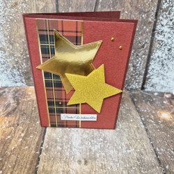Weihnachtskarte Sterne Weihnachten rot-gold