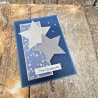 Weihnachtskarte Sterne Weihnachten blau-silber