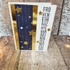 Weihnachtskarte Sterne Weihnachten blau-gold