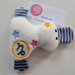 Kuscheltier Ente weiß, Stofftier mit Sternzeichen - Steinbock