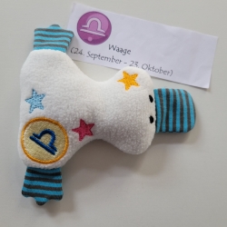 Kuscheltier Ente weiß, Stofftier mit Sternzeichen - Waage