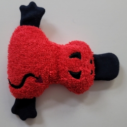 Kuscheltier Ente Teufel in rot