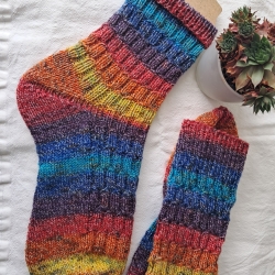 Socken - Gr.40/41- handgestrickt - bunt - Streifen