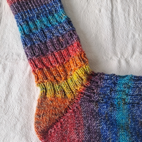 Socken - Gr.40/41- handgestrickt - bunt - Streifen