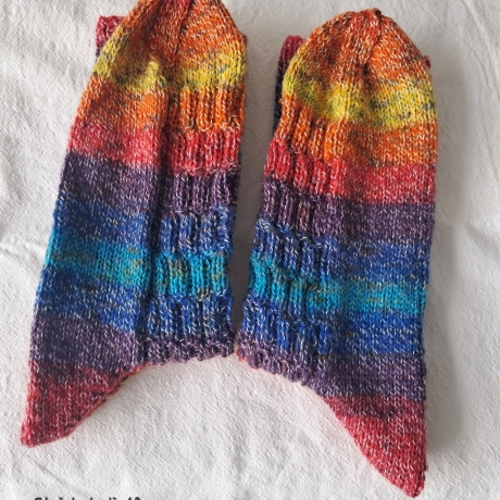 Socken - Gr.40/41- handgestrickt - bunt - Streifen