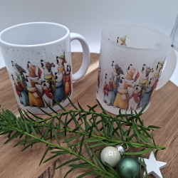 Keramiktasse Hunde Weihnachten 