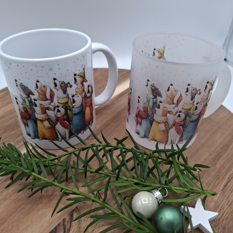 Keramiktasse Hunde Weihnachten 