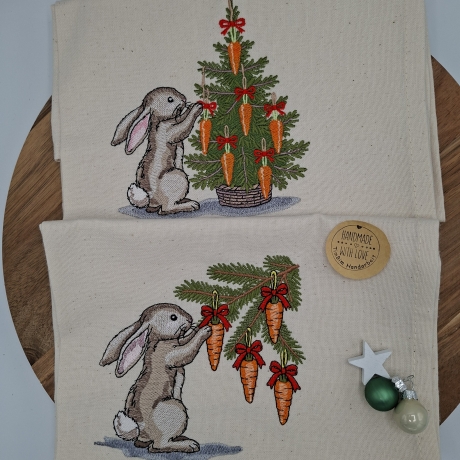 Küchenhandtuch Geschirrtuch Hase Weihnachten 