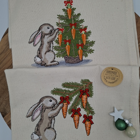 Küchenhandtuch Geschirrtuch Hase Weihnachten 