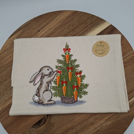 Küchenhandtuch Geschirrtuch Hase Weihnachten 