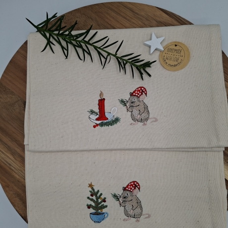 Küchenhandtuch Geschirrtuch Maus Weihnachten 