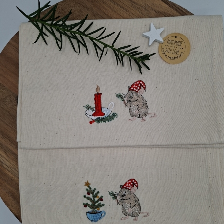 Küchenhandtuch Geschirrtuch Maus Weihnachten 