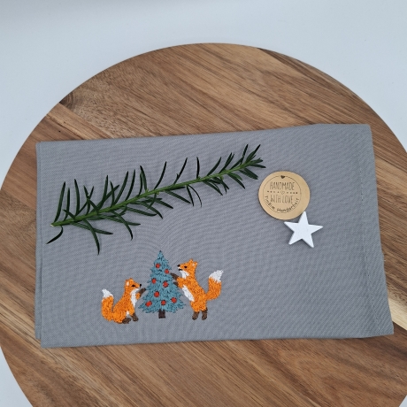Küchenhandtuch Geschirrtuch Fuchs Weihnachten 