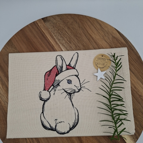 Küchenhandtuch Geschirrtuch Hase Weihnachten 