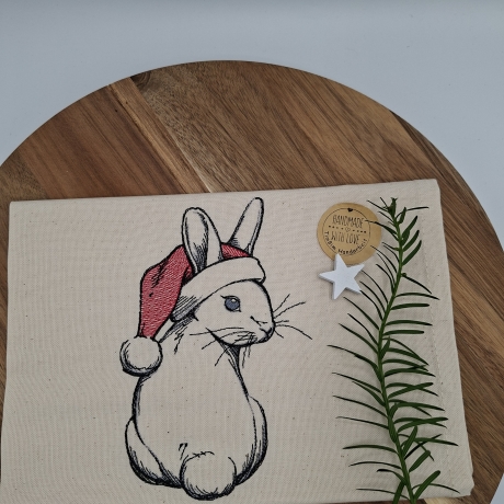 Küchenhandtuch Geschirrtuch Hase Weihnachten 