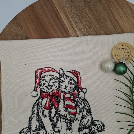 Küchenhandtuch Geschirrtuch Katzen Weihnachten 