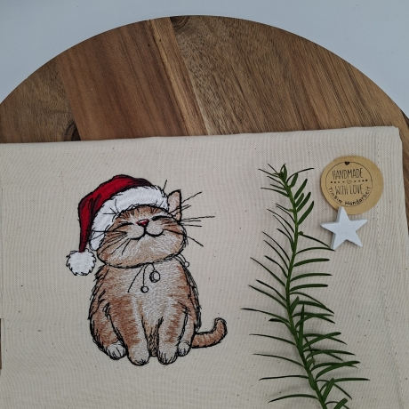 Küchenhandtuch Geschirrtuch Katze Weihnachten 