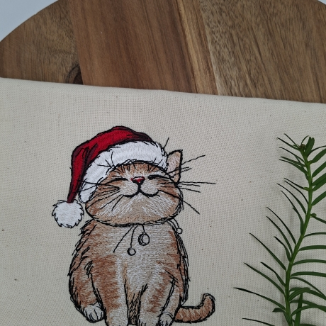 Küchenhandtuch Geschirrtuch Katze Weihnachten 