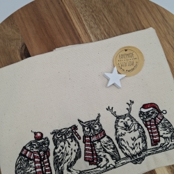 Küchenhandtuch Geschirrtuch Eulen Weihnachten 