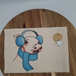 Küchenhandtuch Geschirrtuch Schwein Winter