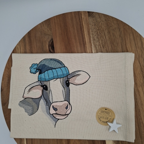 Küchenhandtuch Geschirrtuch Kuh Winter