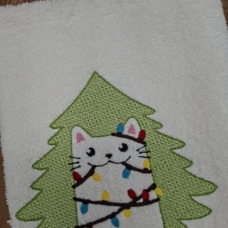 Gästehandtuch Katze Weihnachten 