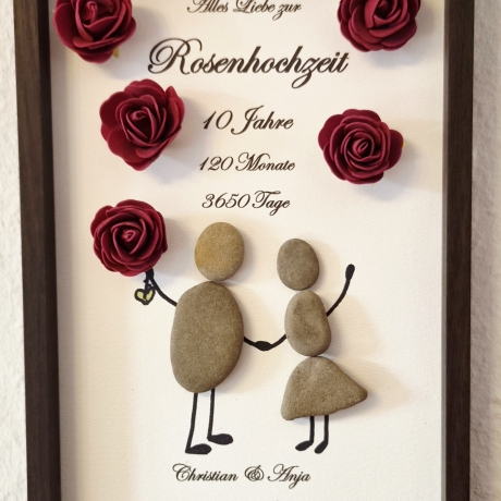 Steinbild 10. Hochzeitstag - Rosenhochzeit -auch personalisierbar