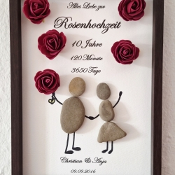 Steinbild 10. Hochzeitstag - Rosenhochzeit -auch personalisierbar
