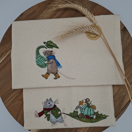 Küchenhandtuch Geschirrtuch Mäuse Herbst Kürbis 