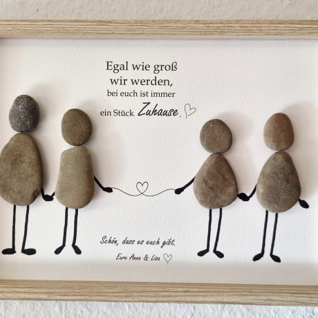 Steinbild für Mama & Papa – persönliches Geschenk von den Kindern